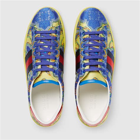 mens gucci floral sneakers|Gucci ace embellished leather sneakers.